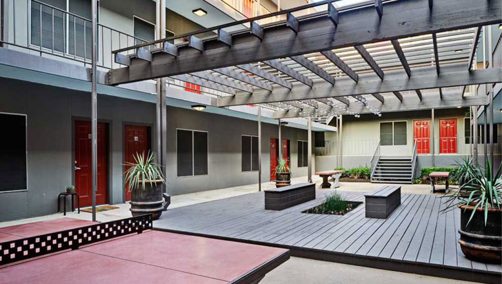 patio with plants